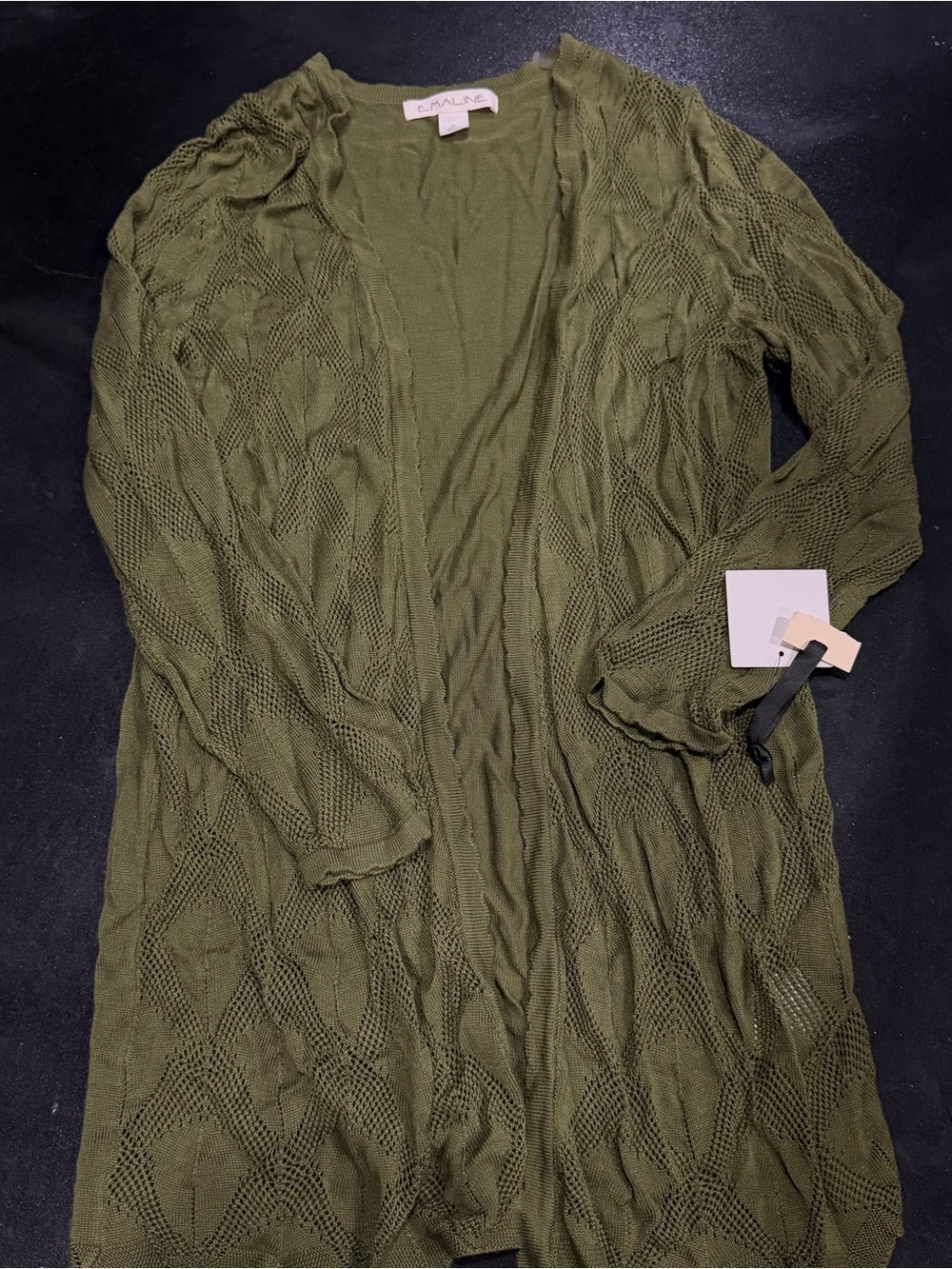 Emaline Olive Open-Front Knit Cardigan